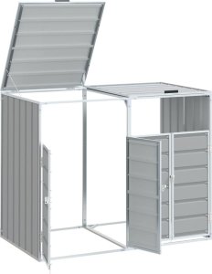 vidaXL Obudowa na kosz na śmieci, podwójna, szara, 144x81x113 cm 4