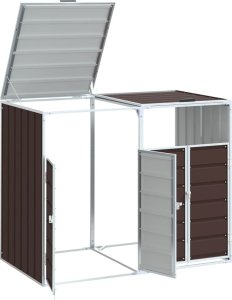 vidaXL Obudowa na kosz na śmieci, podwójna, brzozowa, 144x81x113 cm 4