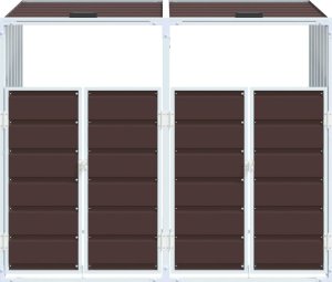 vidaXL Obudowa na kosz na śmieci, podwójna, brzozowa, 144x81x113 cm 5