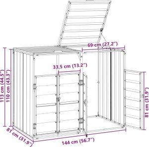 vidaXL Obudowa na kosz na śmieci, podwójna, antracyt, 144x81x113 cm 12