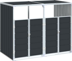 vidaXL Obudowa na kosz na śmieci, podwójna, antracyt, 144x81x113 cm 2