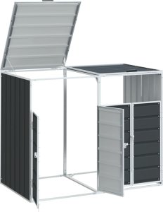 vidaXL Obudowa na kosz na śmieci, podwójna, antracyt, 144x81x113 cm 4