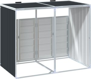 vidaXL Obudowa na kosz na śmieci, podwójna, antracyt, 144x81x113 cm 7