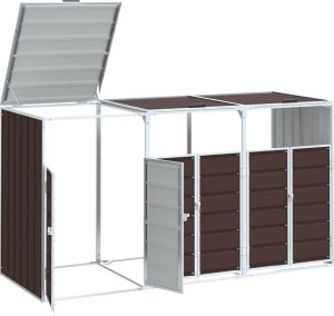 vidaXL Obudowa na kosz na śmieci, potrójna, brzozowa, 216x81x115 cm 4