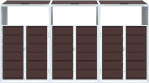 vidaXL Obudowa na kosz na śmieci, potrójna, brzozowa, 216x81x115 cm 5