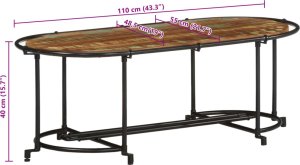 vidaXL Stolik kawowy, 110x55x40 cm, lite drewno odzyskane 11