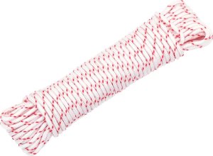 vidaXL Linka rozrusznika, biało-czerwona, 3 mm 10 m, nylon 1