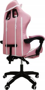 Krzesło biurowe kontrast Fotel gamingowy obrotowy biurowe dla gracza podnóżek KG104 różowy 11