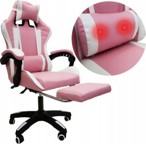 Krzesło biurowe kontrast Fotel gamingowy obrotowy biurowe dla gracza podnóżek KG104 różowy 15