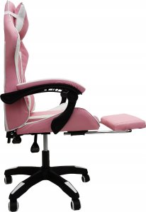 Krzesło biurowe kontrast Fotel gamingowy obrotowy biurowe dla gracza podnóżek KG104 różowy 5