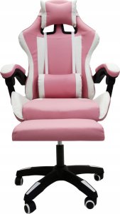 Krzesło biurowe kontrast Fotel gamingowy obrotowy biurowe dla gracza podnóżek KG104 różowy 7