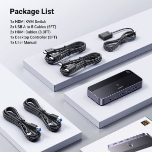 Przełącznik Ugreen Przełącznik KVM UGREEN CM664 switch 3xUSB-A,2xUSB-B,2xUSB-C,3xHDMI,micro USB czarny 5