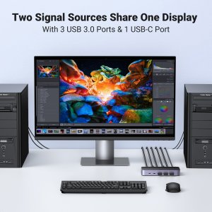 Przełącznik Ugreen Przełącznik KVM UGREEN CM664 switch 3xUSB-A,2xUSB-B,2xUSB-C,3xHDMI,micro USB czarny 6