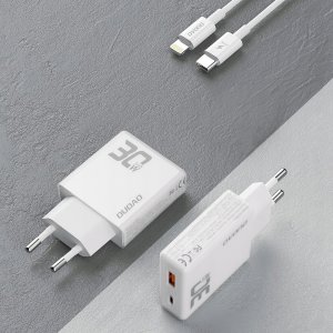 Ładowarka Dudao Ładowarka sieciowa GaN Dudao A30EUL 30W USB-A / USB-C + kabel USB-C - Lightning - biała 3