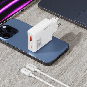 Ładowarka Dudao Ładowarka sieciowa GaN Dudao A30EUL 30W USB-A / USB-C + kabel USB-C - Lightning - biała 4