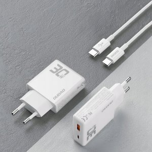Ładowarka Dudao Ładowarka sieciowa GaN Dudao A30EUT 30W USB-A / USB-C + kabel USB-C - USB-C - biała 3