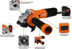 Szlifierka Neo Szlifierka kątowa 1000W, 125 mm 04-716 8