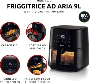 Frytkownica Ariete Ariete 4630/00 Pojedyńczy 9 l Autonomiczny 1500 W Frytkownica na gorące powietrze Czarny 2