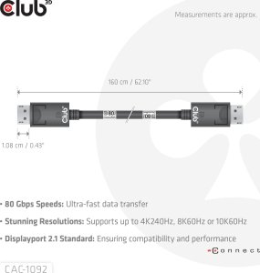 Club 3D CLUB3D CAC-1092 kabel DisplayPort 1,6 m Czarny 6