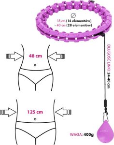 HMS ZESTAW HULA HOP HHW12 VIOLET Z WYPUSTKAMI I OBCIĄŻNIKIEM HMS + PAS BR163 BLACK PLUS SIZE 15