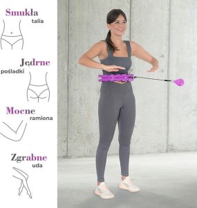 HMS ZESTAW HULA HOP HHW12 VIOLET Z WYPUSTKAMI I OBCIĄŻNIKIEM HMS + PAS BR163 BLACK PLUS SIZE 17