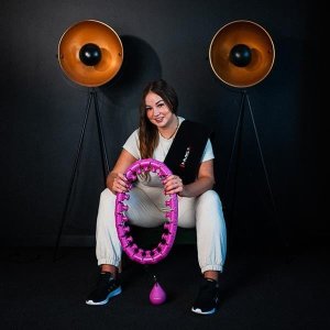 HMS ZESTAW HULA HOP HHW12 VIOLET Z WYPUSTKAMI I OBCIĄŻNIKIEM HMS + PAS BR163 BLACK PLUS SIZE 7