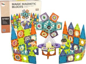 LeanToys Klocki Magnetyczne Budowle 3D Diabelski Młyn 155 Elementów LEAN Toys 1