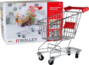 LeanToys Wózek Sklepowy Metalowy Koszyk Dla Dzieci Srebrny Duży LEAN Toys 1