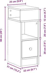 vidaXL Szafka nocna z szufladą, dąb sonoma, 25x31x66 cm 11