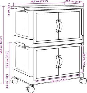 vidaXL Skrzynia do przechowywania z kółkami, 2-poziomowa, 28 L 12