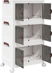 vidaXL Skrzynia do przechowywania z kółkami, 3-poziomowa, 28 L 5