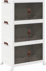 vidaXL Skrzynia do przechowywania z kółkami, 3-poziomowa, 75 L 2