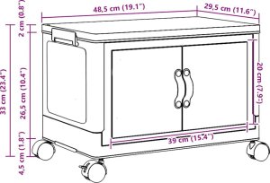 vidaXL Skrzynia do przechowywania z kółkami, 28 L, 48x29,5x33 cm 12