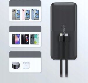 Powerbank Choetech Powerbank Choetech B654 10000mAh 22.5W USB-A / USB-C / micro USB z wbudowanym kablem USB-C / Lightning - czarny 9