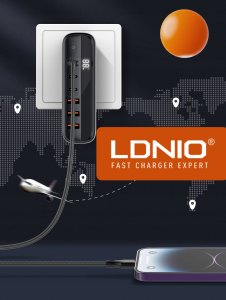 Ładowarka LDNIO Ładowarka sieciowa z wyświetlaczem 140W LDNIO A6140C 3x USB-A + 3x USB-C, US/UK/EU (czarna) 4