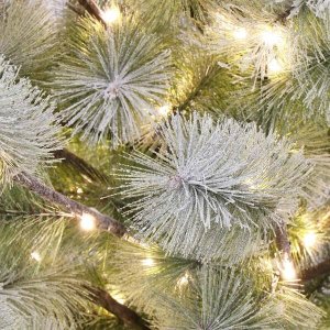 Springos Choinka sztuczna na pniu z oświetleniem 128 LED drzewko świąteczne 150 cm ośnieżone UNIWERSALNY 2