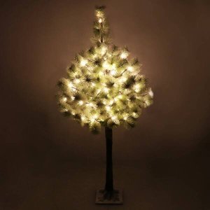 Springos Choinka sztuczna na pniu z oświetleniem 128 LED drzewko świąteczne 150 cm ośnieżone UNIWERSALNY 7