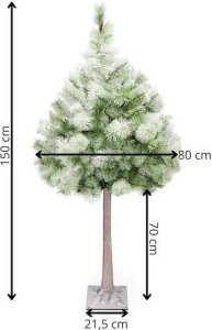 Springos Choinka sztuczna na pniu z oświetleniem 128 LED drzewko świąteczne 150 cm ośnieżone UNIWERSALNY 9