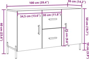 vidaXL Komoda, dąb artisan, 100x36x60 cm 9