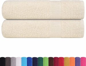 vidaXL vidaXL Ręczniki kąpielowe, 2 szt, kremowe, 70x140 cm, bawełna 100% 2
