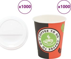 vidaXL vidaXL Papierowe kubki z pokrywkami, 1000 szt., 8oz, 240ml 1