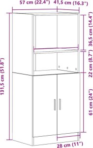 vidaXL vidaXL Szafka kuchenna, czarna 57x41,5x131,5cm materiał drewnopochodny 10