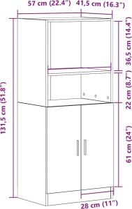 vidaXL vidaXL Szafka kuchenna, biała 57x41,5x131,5 cm materiał drewnopochodny 9