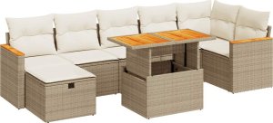vidaXL vidaXL 5-cz. zestaw mebli ogrodowych z poduszkami, beżowy, polirattan 2
