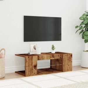 vidaXL Szafka pod TV z oświetleniem LED, stare drewno, 90x39x30 cm 3