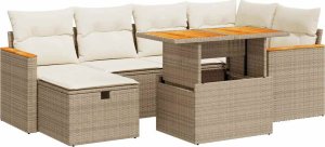 vidaXL vidaXL 8-cz. zestaw mebli ogrodowych z poduszkami, beżowy, polirattan 2