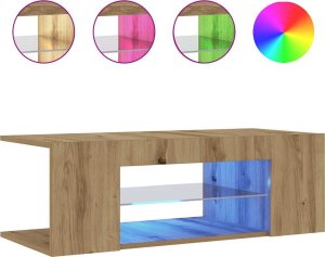 vidaXL vidaXL Szafka pod TV z oświetleniem LED, dąb artisan, 90x39x30 cm 2