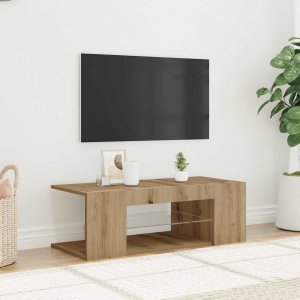 vidaXL vidaXL Szafka pod TV z oświetleniem LED, dąb artisan, 90x39x30 cm 3