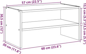 vidaXL vidaXL Stojak na buty, sztaplowany, przydymiony dąb, 60x30x30,5 cm 9