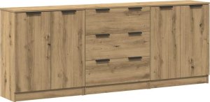 vidaXL vidaXL Komody 3 szt., dąb artisan 60x30x70 cm materiał drewnopochodny 2